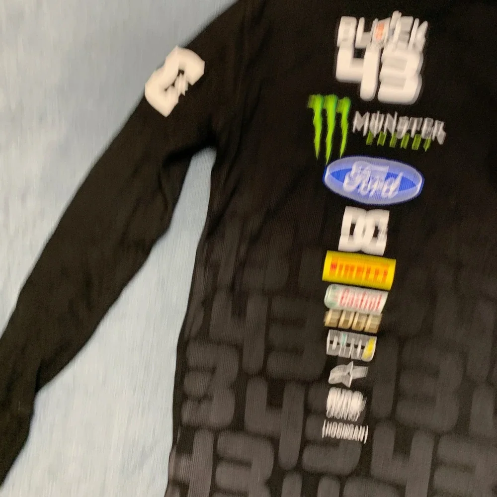 DC Shoes Monster Energy Shirt Small Black Long Sleeve Graphic Print Thermal Knit
